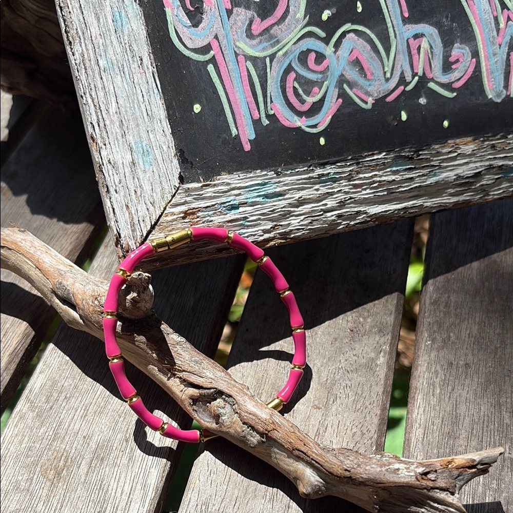 Pink/Gold bamboo Jewelry Bracelet Restocked